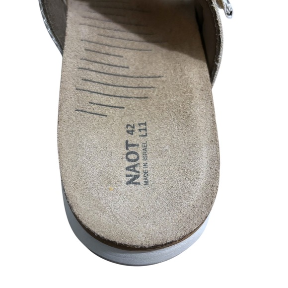 Naot Sandals Womens 11 Calliope Slide Double Strap Silver Metallic Wedge 42 Cork - Picture 6 of 9